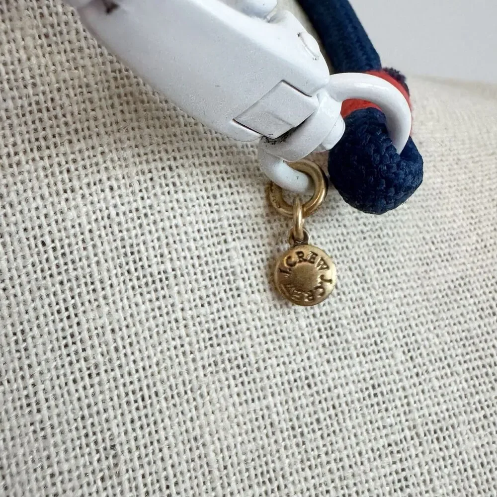 J Crew Nautical boho Rope Ball Wooden Bead Long Necklace Blue Orange Gold 30